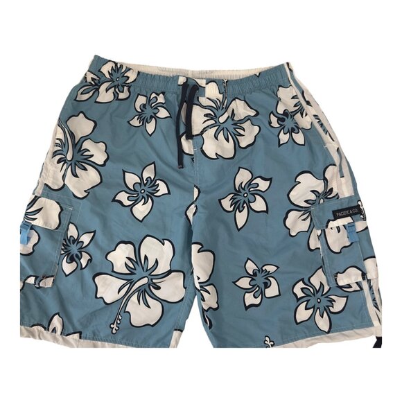 Pacific & Co. Blue Hibiscus Floral Mens Swim Trunks XXXXL Polyester - Picture 14 of 14